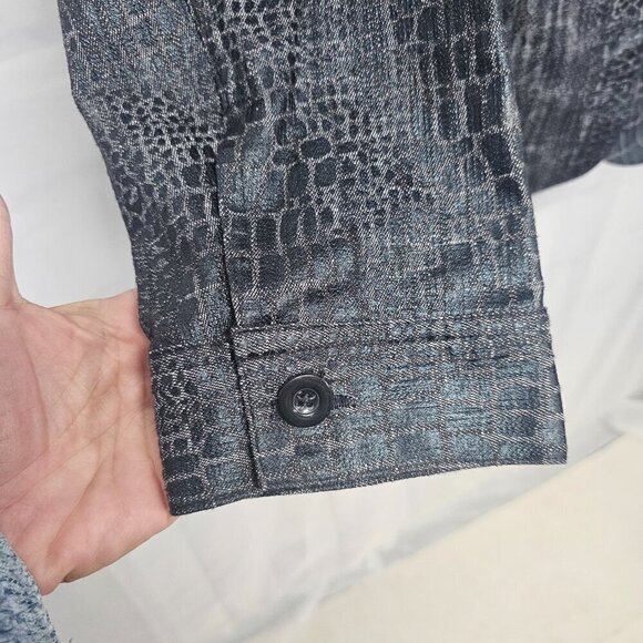 Bamboo Traders Jacket Black Croc Print Animal Punk Grunge Goth Streetwear L - Picture 6 of 13